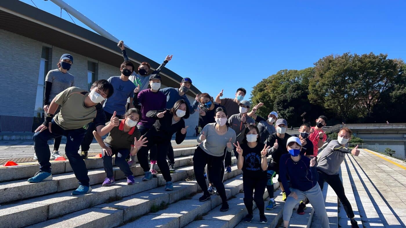 スキーオフトレ、ファンクショナルトレーニング、滑走パフォーマンス、駒沢公園、集合写真
