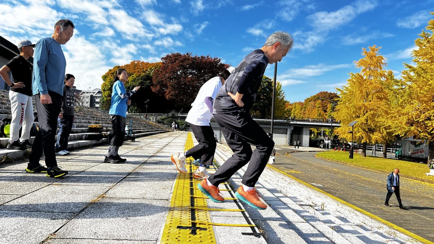 スキーオフトレワークショップ、ファンクショナルトレーニング、階段アジリティ